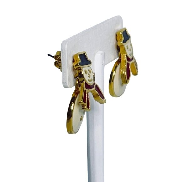 Avon Articulated Snowman Enamel Pierced Earrings (6100) - Picture 2 of 7